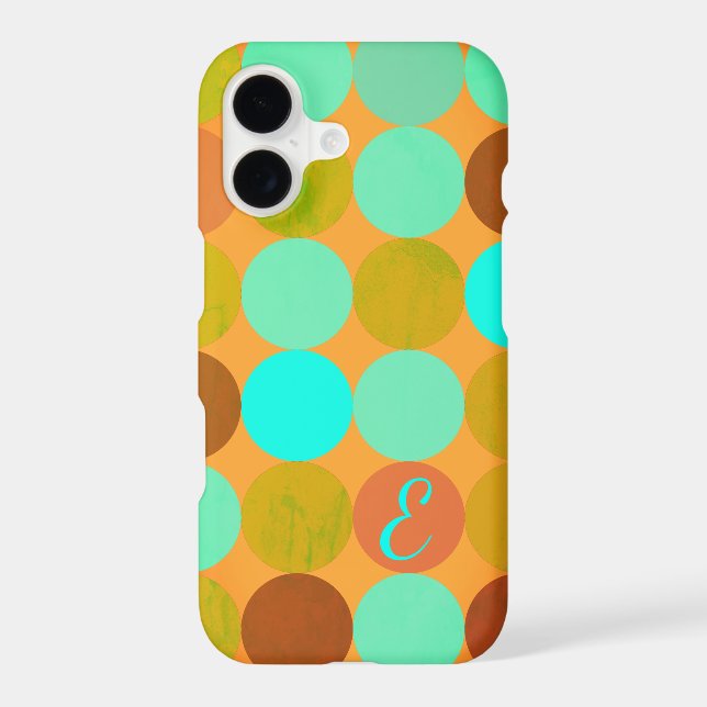 Turquoise Blue Green & Orange Circles Monogram (Back)