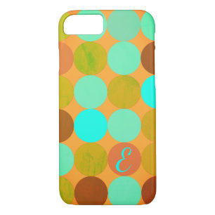 Turquoise Blue Green & Orange Circles Monogram Case-Mate iPhone Case