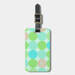 Turquoise Blue Green & Orange Circles Monogram Luggage Tag