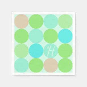 Turquoise Blue Green & Orange Circles Monogram Napkin