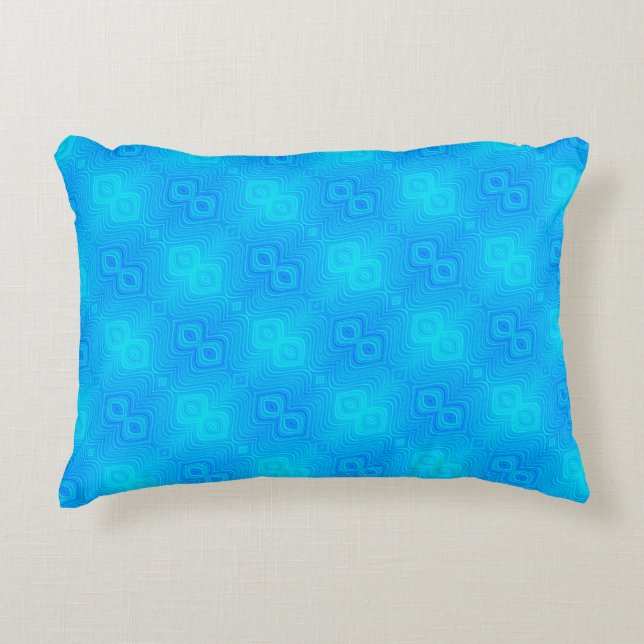 Turquoise Blue Green Pattern Decorative Pillow (Front)