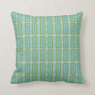 Turquoise Blue Green Pattern Throw Pillow