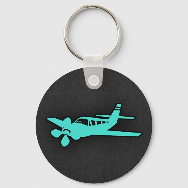 Turquoise; Blue Green Small Airplane Keychain (Front)