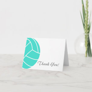 Turquoise; Blue Green Volleyball Thank You Card