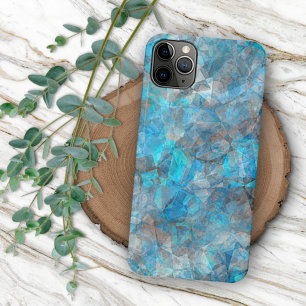 Turquoise Blue Grey Polygon Mosaic Art Pattern iPhone 11 Pro Max Case