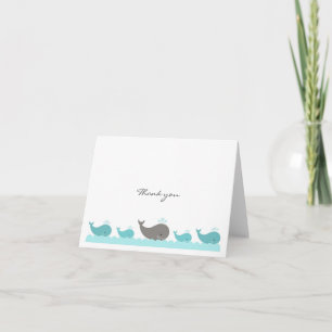 Turquoise Blue Grey Whales Thank You Notes