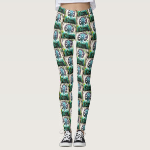 Turquoise Blue Hawaii Buddha Pattern Photo Peace Leggings