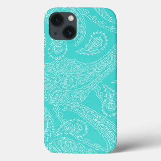 Turquoise blue henna vintage paisley girly floral iPhone 13 case