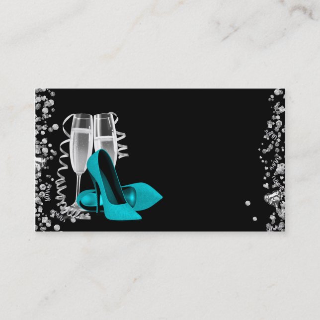 Turquoise Blue High Heel Chaussure Cartes de visit (Devant)