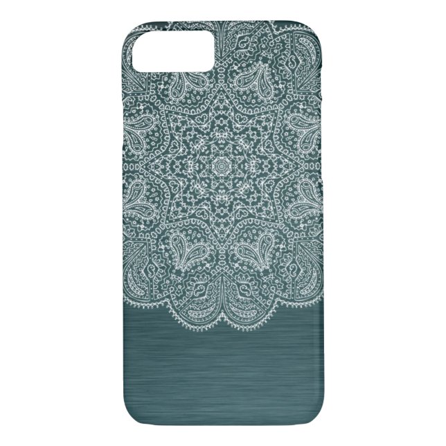 Turquoise Blue Intricate Mandala iPhone 7 Case (Back)