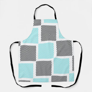 Turquoise Blue Line Squares Apron