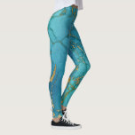 Turquoise Blue Marble Gold Metallic Stone Leggings<br><div class="desc">This design was created through digital art. It may be personalized by clicking the customize button and changing the colour, adding a name, initials or your favourite words. Contact me at colorflowcreations@gmail.com if you with to have this design on another product. Purchase my original abstract acrylic painting for sale at...</div>