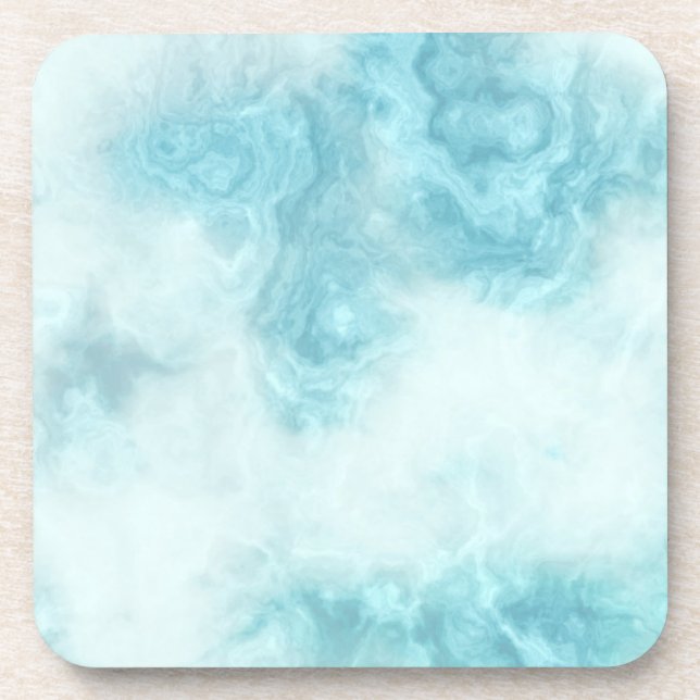 turquoise blue marble Plastic with Cork Coaster (Front)
