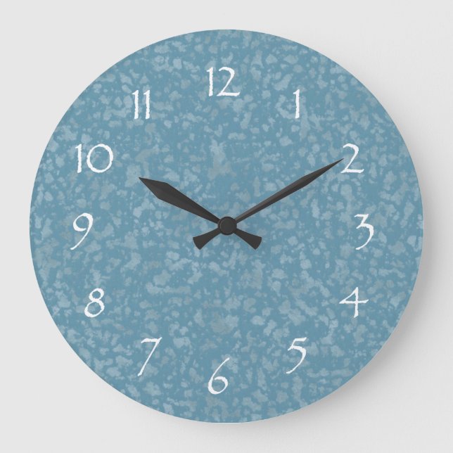 Turquoise Blue Mottled Pattern Large Clock (Front)