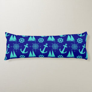 Turquoise Blue Nautical Coastal Boating Body Pillow
