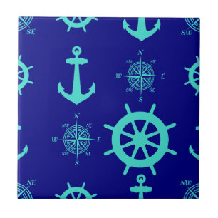 Turquoise Blue Nautical Coastal Boating Tile