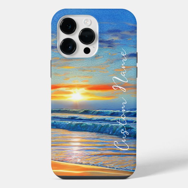 Turquoise blue ocean at sunset iPhone case (Back)