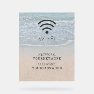 Turquoise Blue Ocean Beach Wi-Fi Acrylic Sign