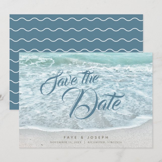 Turquoise Blue Ocean Save the Date Card (Front/Back)
