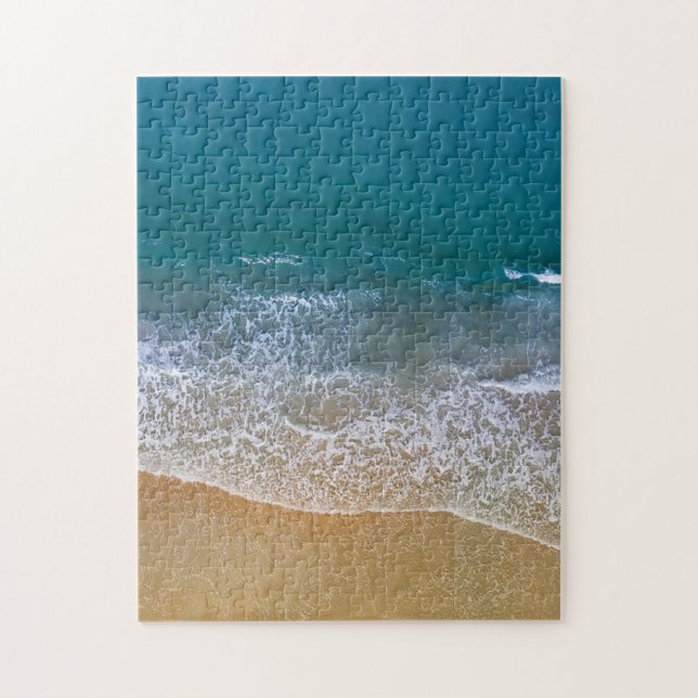 Turquoise Blue Ocean Wave Sandy Beach Jigsaw Puzzle (Vertical)