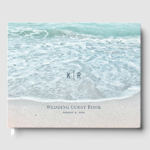 Turquoise Blue Ocean Wedding Photo Guest Book