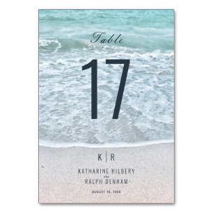 Turquoise Blue Ocean Wedding Table Number