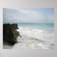 Turquoise Blue Ocean with Foamy Waves Seascape