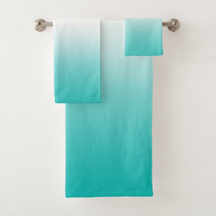 Turquoise Blue Ombre Gradient Colour Bath Towel