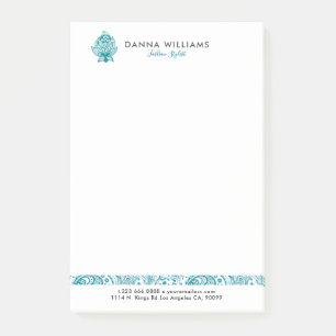 Turquoise-blue Paisley Accent Post-it Notes