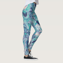 Turquoise, Blue, & Pale Pink Abstract Leggings