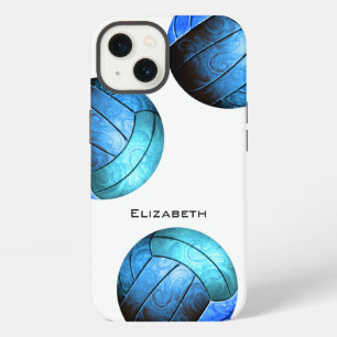 turquoise blue personalized women's volleyball iPhone 13 case