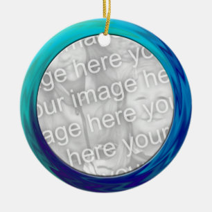 turquoise blue photo frame ceramic ornament