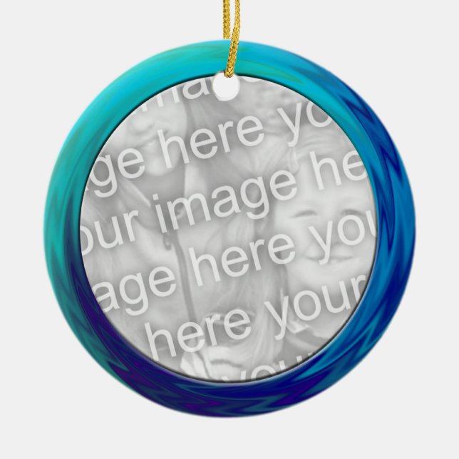 turquoise blue photo frame ceramic ornament (Front)