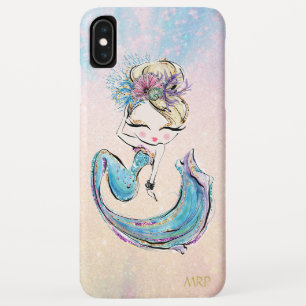 *~* Turquoise Blue Pink Gold Glitter Mermaid iPhone XS Max Case