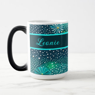 turquoise blue points and flowers magic mug
