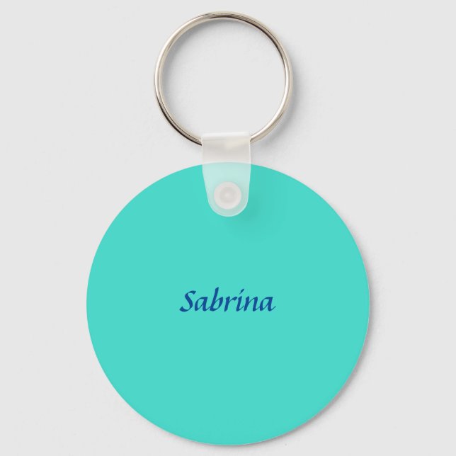 Turquoise Blue Professional Modern Elegant Name Keychain (Front)