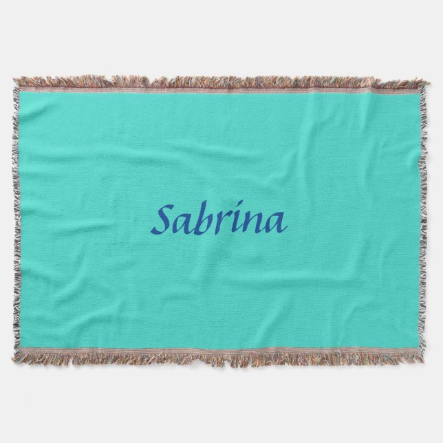 Turquoise Blue Professional Modern Elegant Name Throw Blanket (Front)