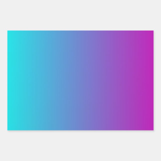 Turquoise Blue Purple Gradient Wrapping Paper Sheet (Front)