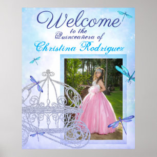 Turquoise & Blue Quinceañera Welcome Sign