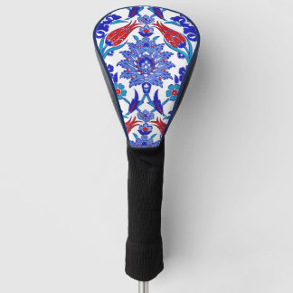 Turquoise Blue Red Ancient Turkish Floral Tile Golf Head Cover