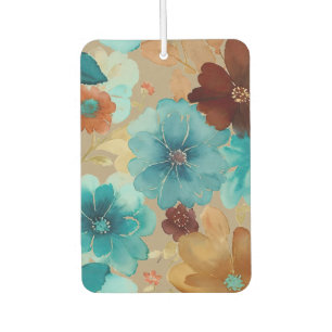 Turquoise blue, Red, Rust and Bronze Floral Air Freshener