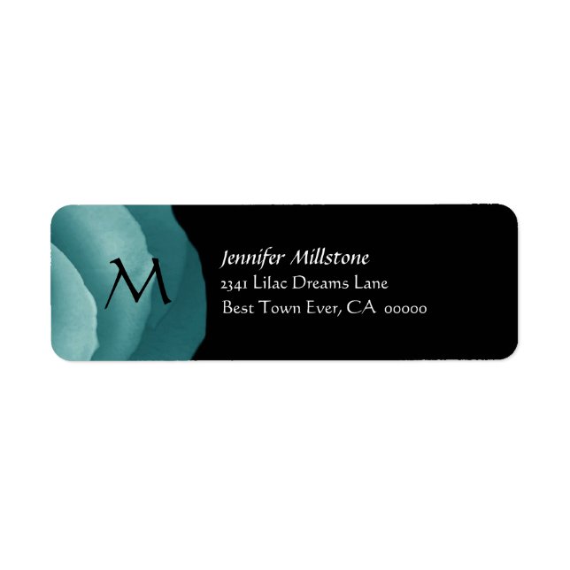 TURQUOISE BLUE  Rose Petals Wedding Address Label (Front)