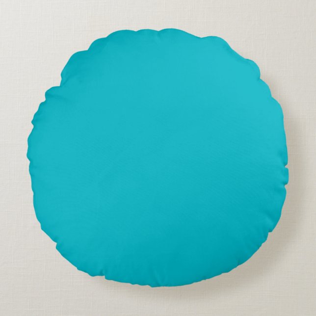 Turquoise Blue Round Pillow (Front)