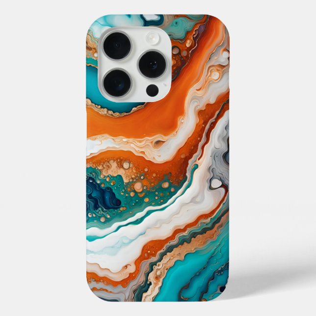 Turquoise blue, rust and gold paint abstract Case-Mate iPhone case (Back)