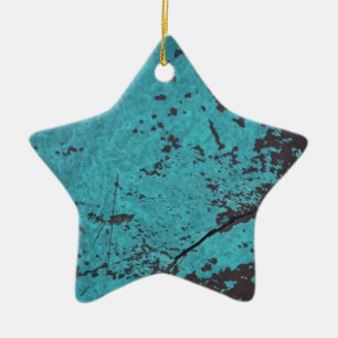 Turquoise Blue Rusted Ceramic Ornament