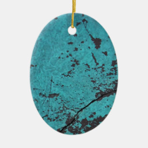 Turquoise Blue Rusted Ceramic Ornament