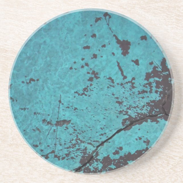 Turquoise Blue Rusted Coaster (Front)
