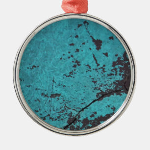 Turquoise Blue Rusted Metal Ornament