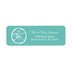 Turquoise blue sand dollar Return Address Labels