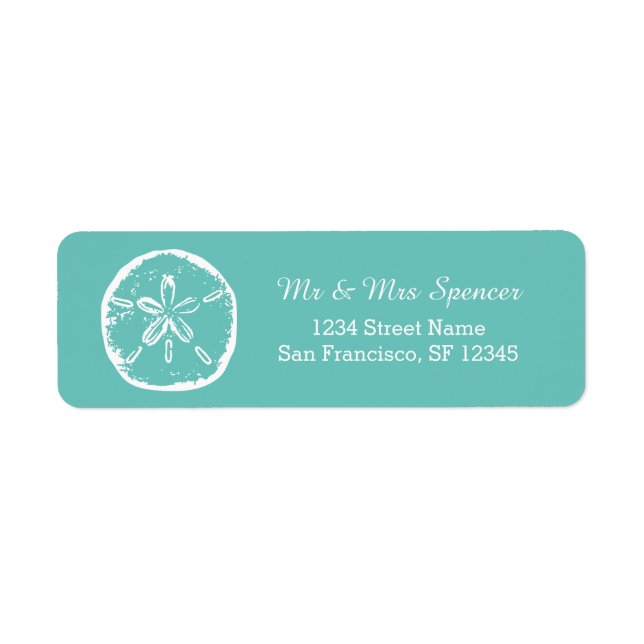 Turquoise blue sand dollar Return Address Labels (Front)
